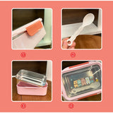 Maxbell 2 Layer Stainless Steel Bento Box Food Container for Outdoor Camping Hiking Pink