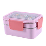 Maxbell 2 Layer Stainless Steel Bento Box Food Container for Outdoor Camping Hiking Pink