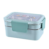 Maxbell 2 Layer Stainless Steel Bento Box Food Container for Outdoor Camping Hiking  Blue