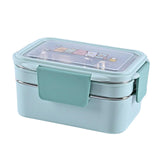 Maxbell 2 Layer Stainless Steel Bento Box Food Container for Outdoor Camping Hiking  Blue