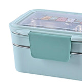 Maxbell 2 Layer Stainless Steel Bento Box Food Container for Outdoor Camping Hiking  Blue