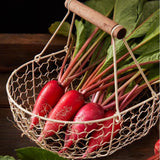 Maxbell Geometric Fruit Basket Serving Tray Rustic Metal for Office Festival Holiday Beige L