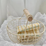Maxbell Geometric Fruit Basket Serving Tray Rustic Metal for Office Festival Holiday Beige L