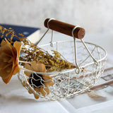 Maxbell Geometric Fruit Basket Serving Tray Rustic Metal for Office Festival Holiday Beige L