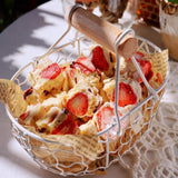 Maxbell Geometric Fruit Basket Serving Tray Rustic Metal for Office Festival Holiday White XL