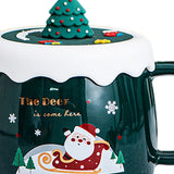 Maxbell Christmas Themed Coffee Mugs Milk Juice Mug 430ml for Home Wedding Birthday Green Santa
