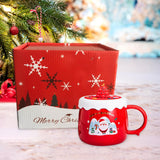 Maxbell Christmas Themed Coffee Mugs Milk Juice Mug 430ml for Home Wedding Birthday Red Santa