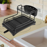 Maxbell Dish Drying Rack Kitchen Accessories Dish Drainer for Countertop Kitchen Black