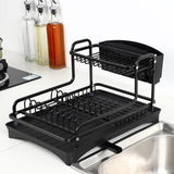 Maxbell Dish Drying Rack Kitchen Accessories Dish Drainer for Countertop Kitchen Black