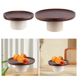 Maxbell Cake Stand Appetizer Serving Platter Wood Dish Clay Pedestal Handmade Sturdy Size S