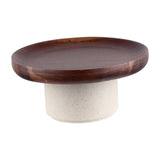 Maxbell Cake Stand Appetizer Serving Platter Wood Dish Clay Pedestal Handmade Sturdy Size S