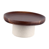 Maxbell Cake Stand Appetizer Serving Platter Wood Dish Clay Pedestal Handmade Sturdy Size S