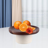 Maxbell Cake Stand Appetizer Serving Platter Wood Dish Clay Pedestal Handmade Sturdy Size S