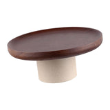 Maxbell Cake Stand Appetizer Serving Platter Wood Dish Clay Pedestal Handmade Sturdy Size L