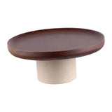 Maxbell Cake Stand Appetizer Serving Platter Wood Dish Clay Pedestal Handmade Sturdy Size L