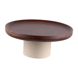 Maxbell Cake Stand Appetizer Serving Platter Wood Dish Clay Pedestal Handmade Sturdy Size L
