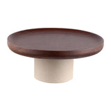 Maxbell Cake Stand Appetizer Serving Platter Wood Dish Clay Pedestal Handmade Sturdy Size L