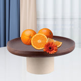 Maxbell Cake Stand Appetizer Serving Platter Wood Dish Clay Pedestal Handmade Sturdy Size L