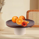 Maxbell Cake Stand Appetizer Serving Platter Wood Dish Clay Pedestal Handmade Sturdy Size L