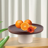 Maxbell Cake Stand Appetizer Serving Platter Wood Dish Clay Pedestal Handmade Sturdy Size L