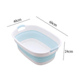 Maxbell Folding Bathing Tub with Drainage Hole Indoor Outdoor Use Multi Purpose Blue