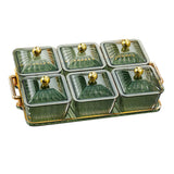 Maxbell Divided Serving Dishes Relish Tray Appetizer Condiment Server for Home Green