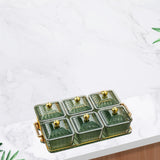 Maxbell Divided Serving Dishes Relish Tray Appetizer Condiment Server for Home Green