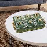 Maxbell Divided Serving Dishes Relish Tray Appetizer Condiment Server for Home Green