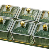 Maxbell Divided Serving Dishes Relish Tray Appetizer Condiment Server for Home Green
