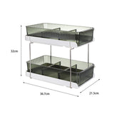 Maxbell 2 Tiers Desktop Organizer Modern Freestanding for Bedroom Dorm Vanity Table Dark Green