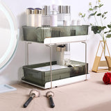 Maxbell 2 Tiers Desktop Organizer Modern Freestanding for Bedroom Dorm Vanity Table Dark Green