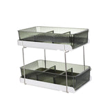 Maxbell 2 Tiers Desktop Organizer Modern Freestanding for Bedroom Dorm Vanity Table Dark Green
