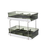Maxbell 2 Tiers Desktop Organizer Modern Freestanding for Bedroom Dorm Vanity Table Dark Green