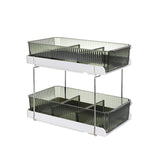 Maxbell 2 Tiers Desktop Organizer Modern Freestanding for Bedroom Dorm Vanity Table Dark Green
