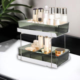 Maxbell 2 Tiers Desktop Organizer Modern Freestanding for Bedroom Dorm Vanity Table Dark Green