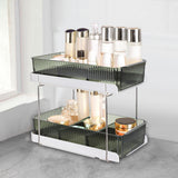Maxbell 2 Tiers Desktop Organizer Modern Freestanding for Bedroom Dorm Vanity Table Dark Green