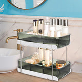 Maxbell 2 Tiers Desktop Organizer Modern Freestanding for Bedroom Dorm Vanity Table Dark Green