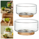 Maxbell Nordic Serving Bowl Tray with Wood Pedestal Food Tray for Dining Room Tables S