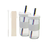 Maxbell Reusable Water Cup Set Drinking Large Capacity 24oz Juice Travel Jar White