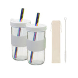 Maxbell Reusable Water Cup Set Drinking Large Capacity 24oz Juice Travel Jar White