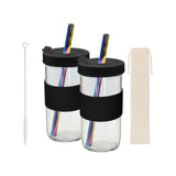 Maxbell Reusable Water Cup Set Drinking Large Capacity 24oz Juice Travel Jar Black