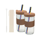 Maxbell Reusable Water Cup Set Drinking Large Capacity 24oz Juice Travel Jar Coffee Color