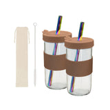 Maxbell Reusable Water Cup Set Drinking Large Capacity 24oz Juice Travel Jar Coffee Color