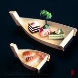 Maxbell Wooden Sushi Boats Tray Serving Platter Tableware for Dessert Pastry Home S