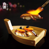 Maxbell Wooden Sushi Boats Tray Serving Platter Tableware for Dessert Pastry Home S