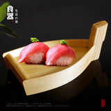 Maxbell Wooden Sushi Boats Tray Serving Platter Tableware for Dessert Pastry Home S