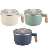 Maxbell Ramen Bowl with Lid Wooden Handle Noodles Bowl for Camping Dorm Travel Dark Blue