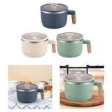 Maxbell Ramen Bowl with Lid Wooden Handle Noodles Bowl for Camping Dorm Travel Dark Blue
