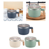 Maxbell Ramen Bowl with Lid Wooden Handle Noodles Bowl for Camping Dorm Travel Dark Blue