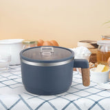Maxbell Ramen Bowl with Lid Wooden Handle Noodles Bowl for Camping Dorm Travel Dark Blue